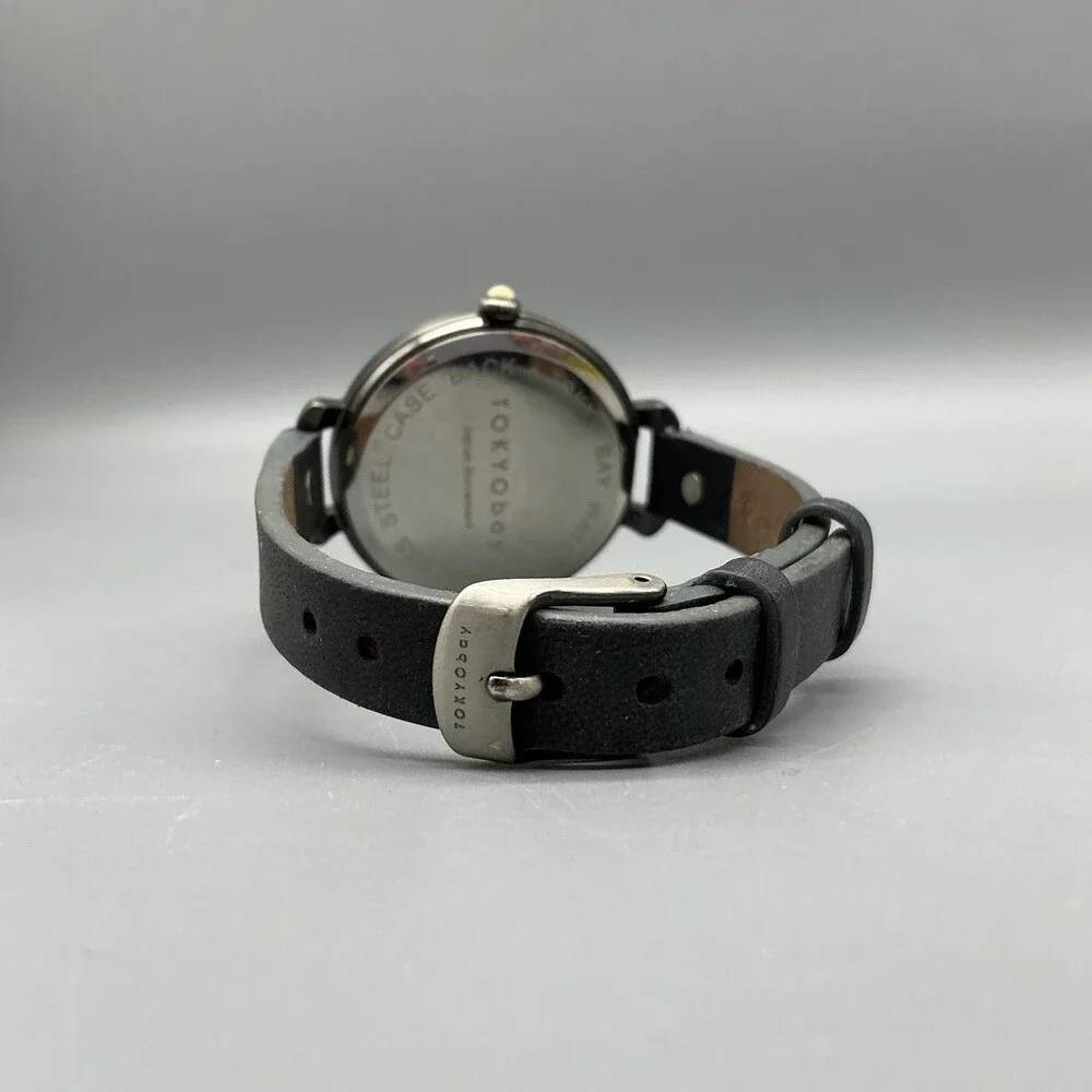TOKYObay Womens Watch 35mm Cream Dial Black Leather Easy Read New Battery